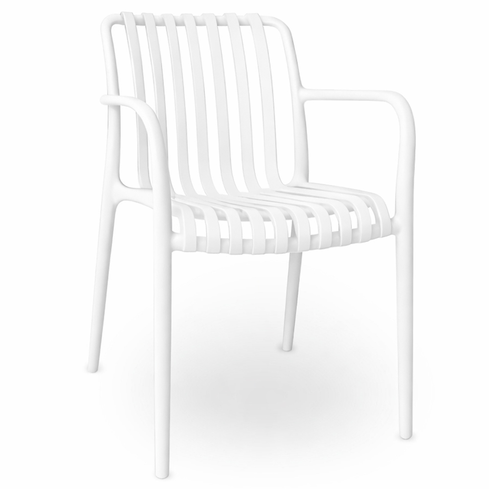 Sedia iside da esterno in plastica bianca comfort premium con braccioli.